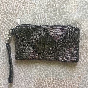 Silver & grey beaded wristlet